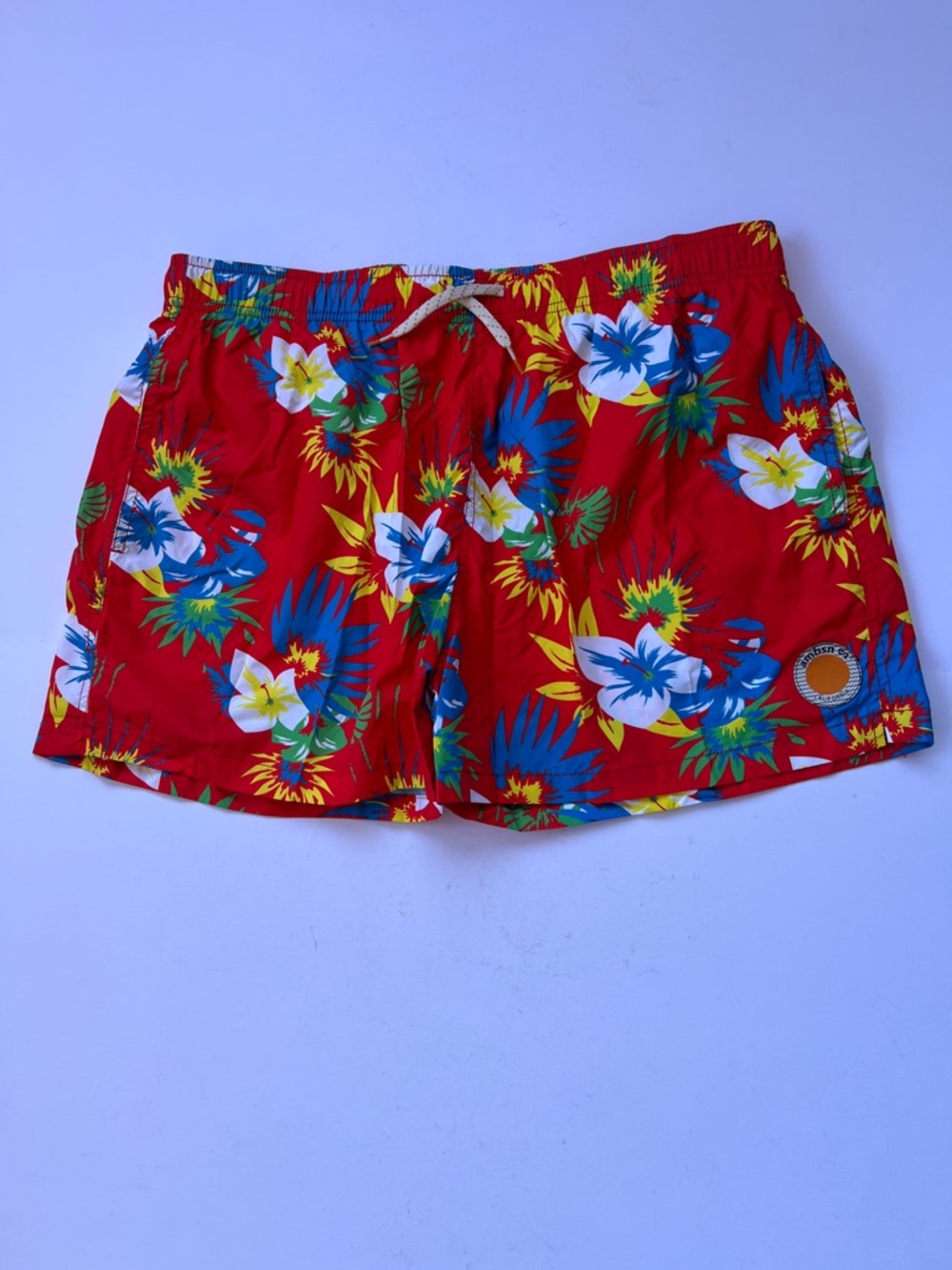 Men's Red Tropical Floral Swim Shorts